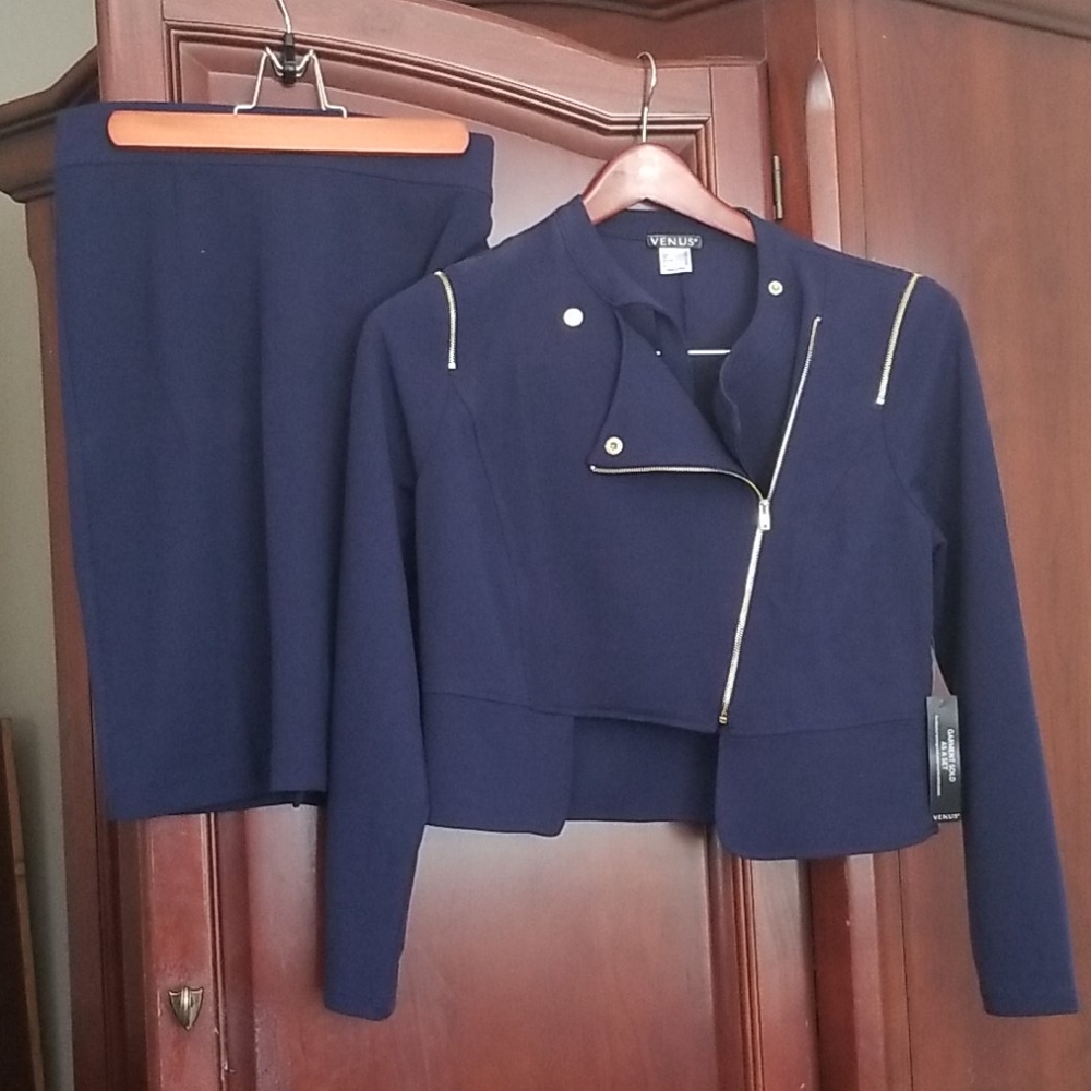 Venus Navy Skirt Suit Size 10
